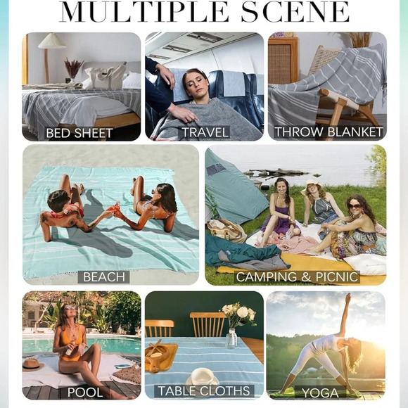 🆕 Giant Turkish Beach Towel - Picture 2 of 6